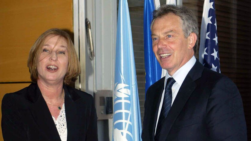 Israeli Foreign Minister Tzipi Livni and Middle East peace envoy Tony Blair have held talks.