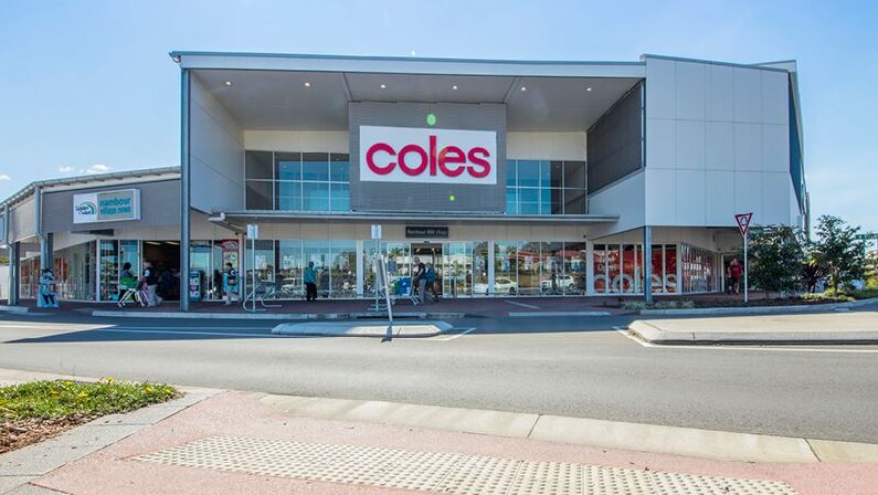 Wide exterior of the Coles supermarket at the Nambour Mill Village shopping centre
