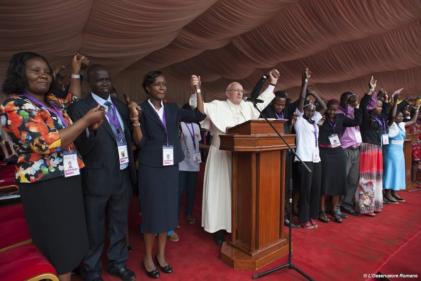 Pope Francis with Kenyan youth