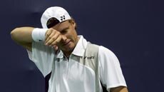 Lleyton Hewitt during LA loss to Paul Goldstein