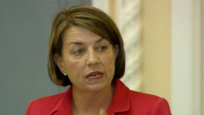 TV still of Queensland Premier Anna Bligh speaking in Qld Parliament in Brisbane on August 28, 2008.