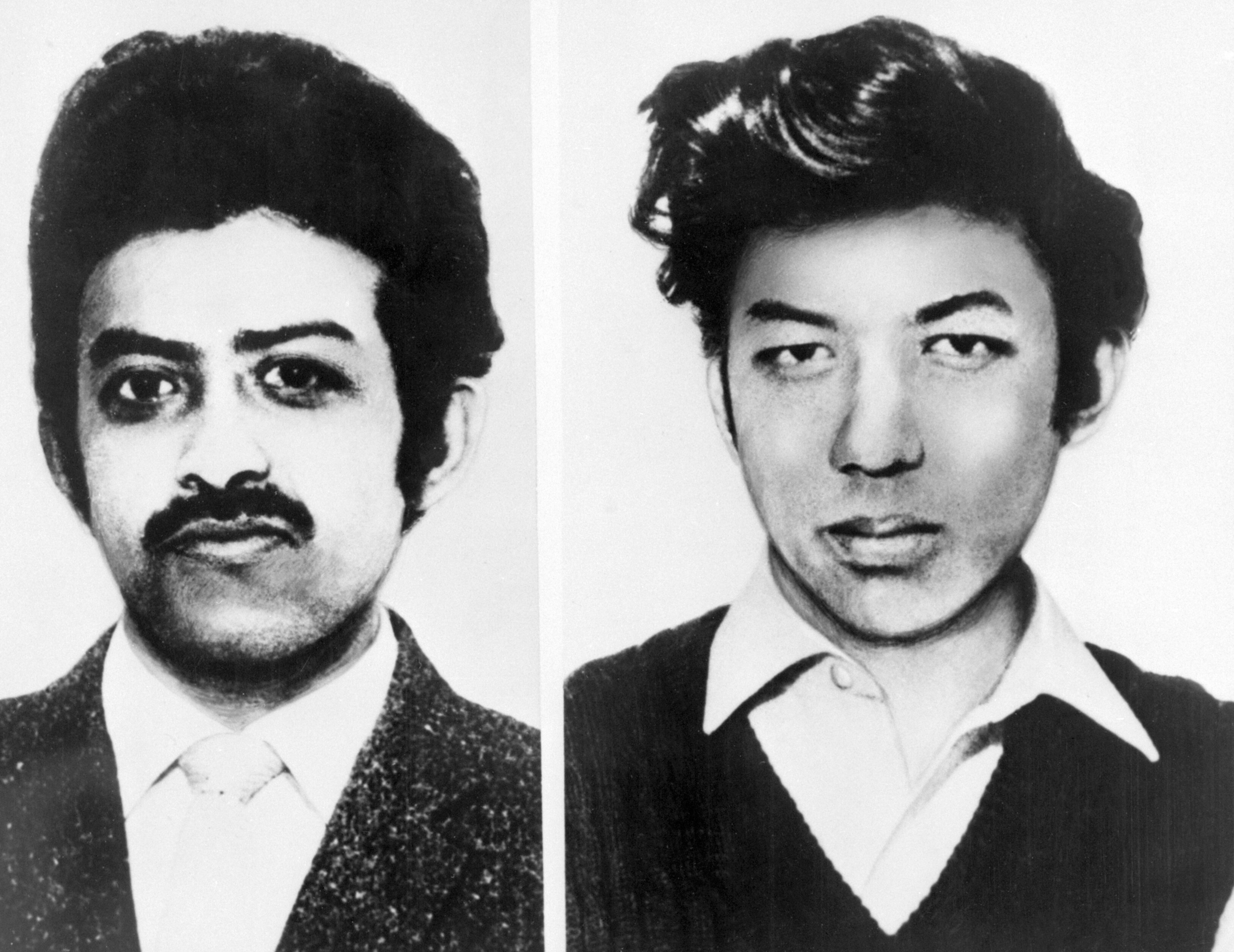 Black and white mugshots of two men