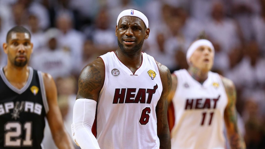 All square ... LeBron James gathers his thoughts against the Spurs