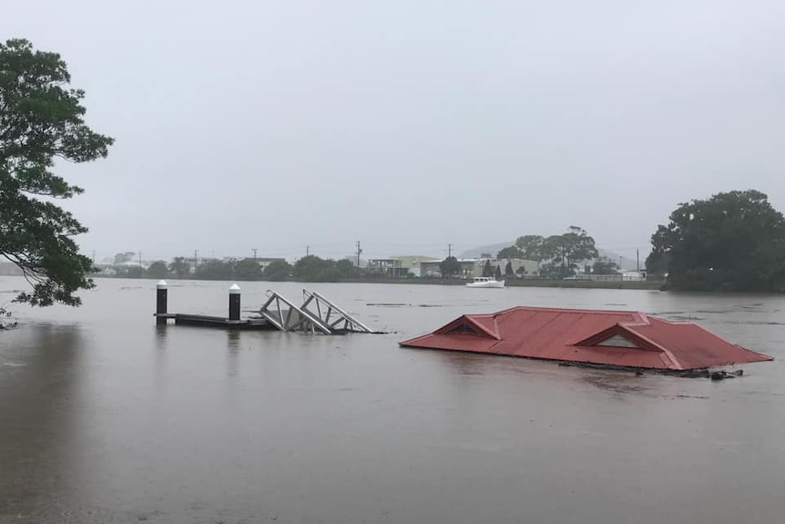 A flooded river. 