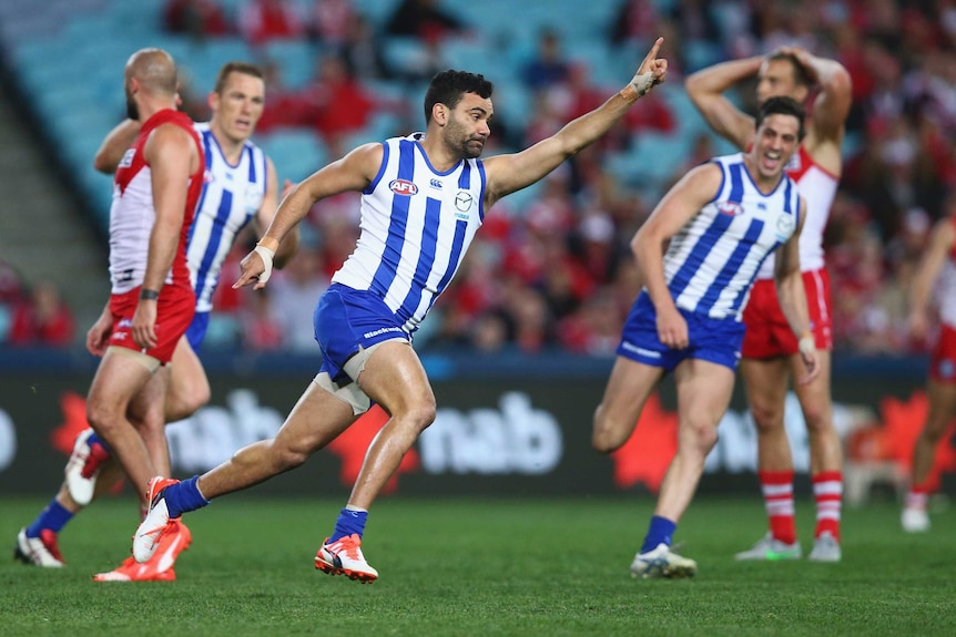 Lindsay Thomas celebrates a goal against Sydney