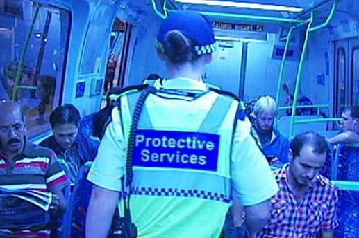 A PSO on a train.