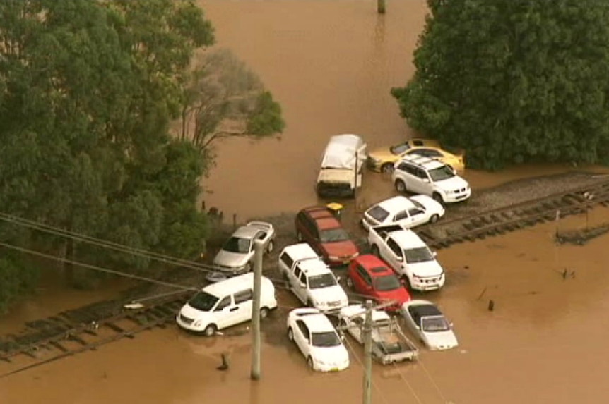 Flooded cars at Murwillumbah