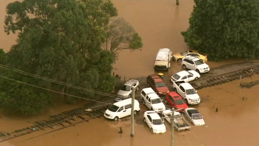 Flooded cars at Murwillumbah