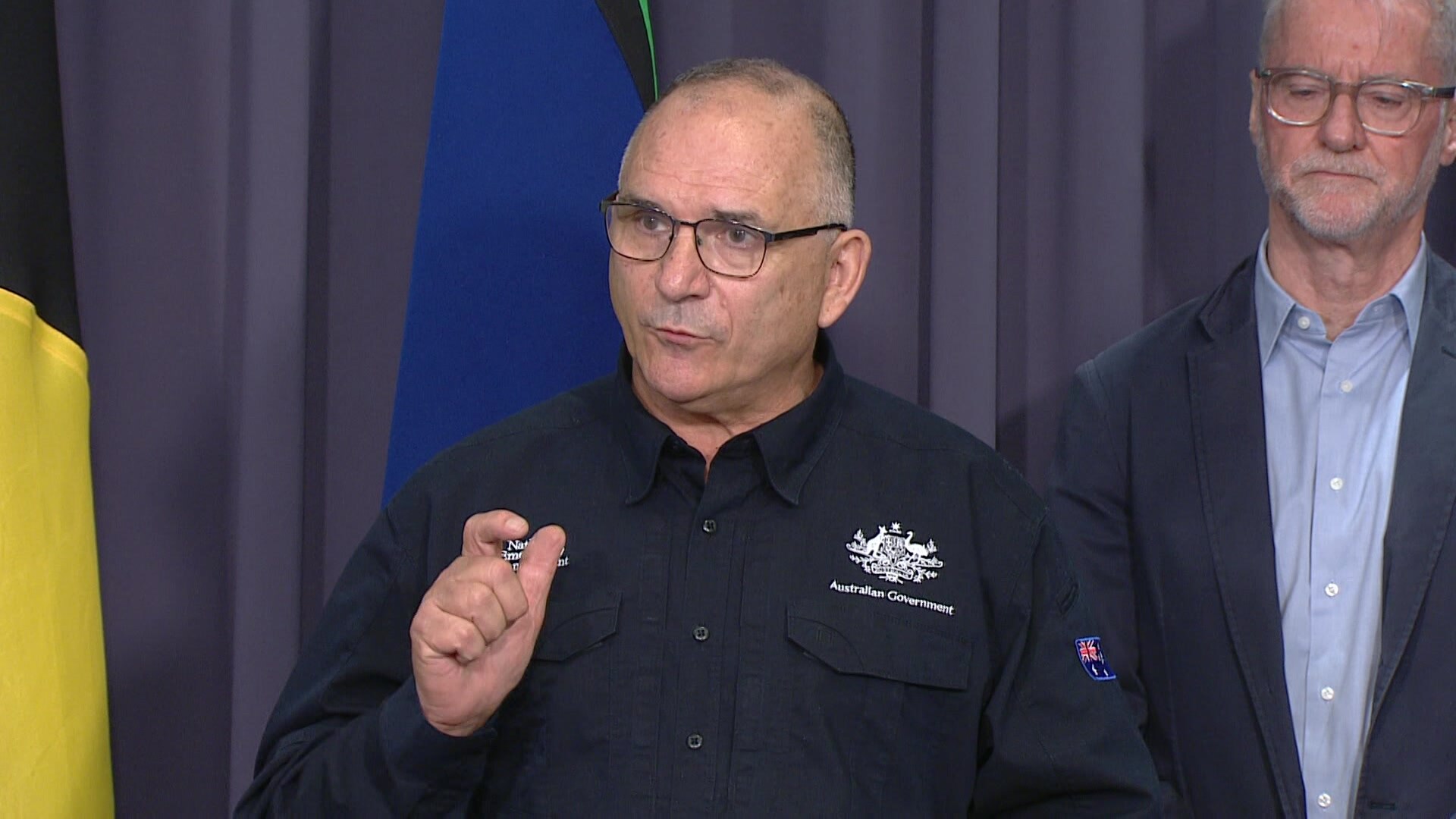 Joe Bufone talks to the media at a press conference in Canberra.