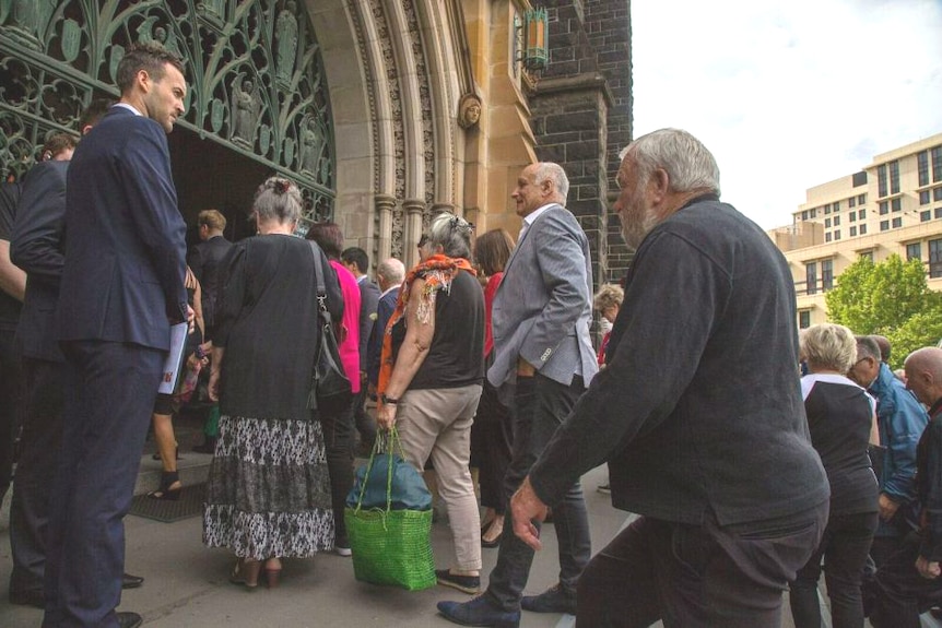 Mourners enter St Patrick's Cathedral.