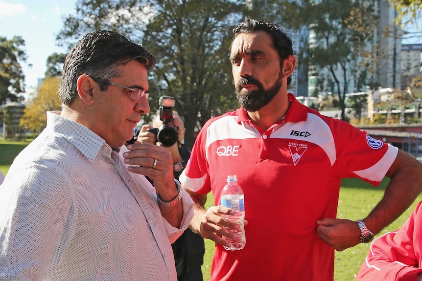 Goodes, Demetriou face the media