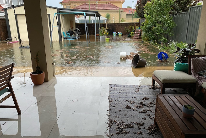 flooding in a backyard 