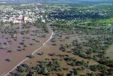 Floodwaters cover a swathe of land outside Charleville on February 6.