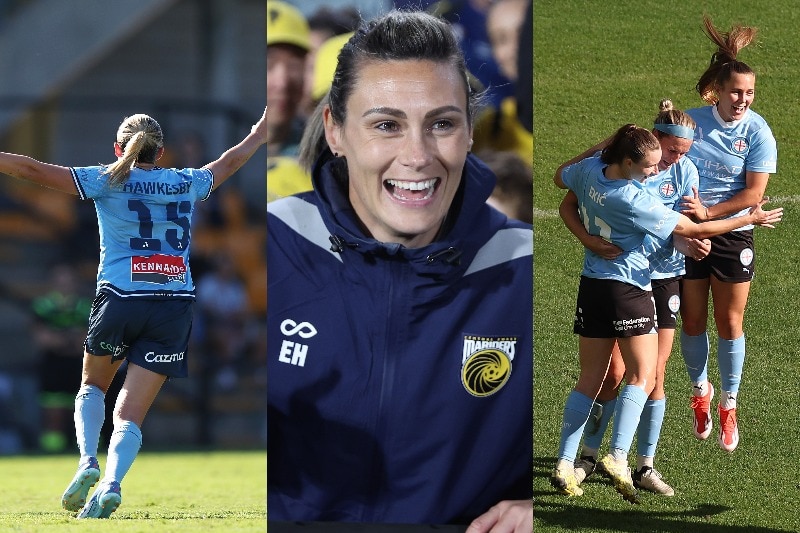 A composite image of women soccer players and coaches in Australia