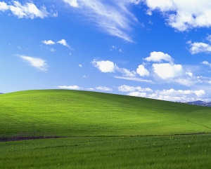 Microsoft XP default wallpaper Bliss, taken by National Geographic photographer Charles O'Rear.