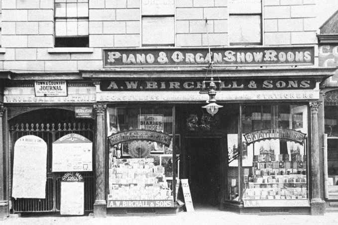 Burchall & Sons Launceston book store, pictured circa 1902.
