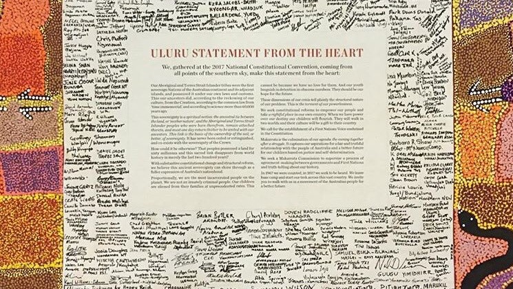 A photograph of the The Uluru statement from the Heart.