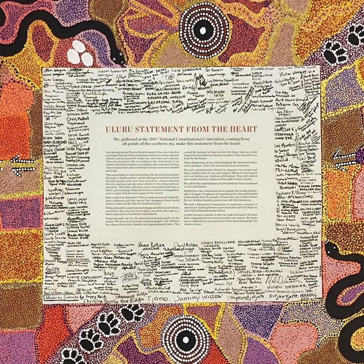 A photograph of the The Uluru statement from the Heart.