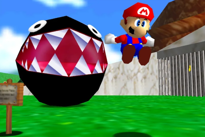 A screenshot of the Nintendo 64 game Super Mario 64