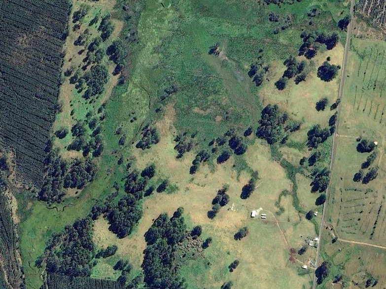 Aerial view of the Flannery property, Tasmania, as of February 2023.
