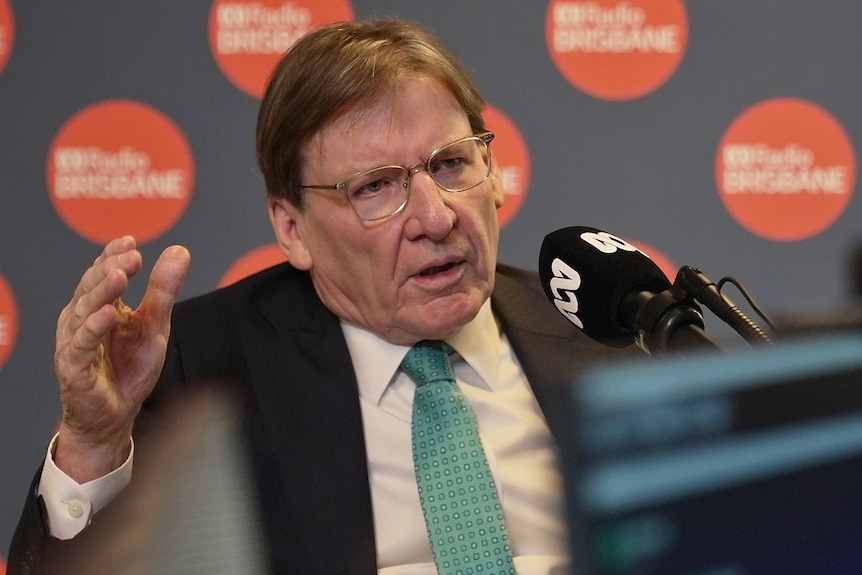 Professor Peter Coaldrake speaking in the ABC Radio Brisbane studio.