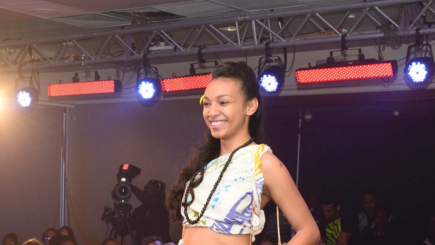 Pageant contestant Helen Vetali in sarong wear