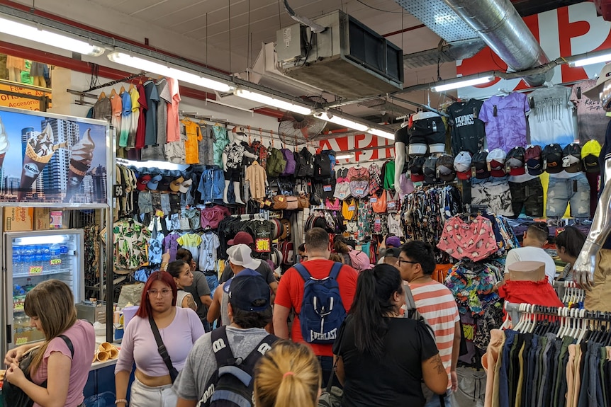 A busy indoor market in Argentina. 