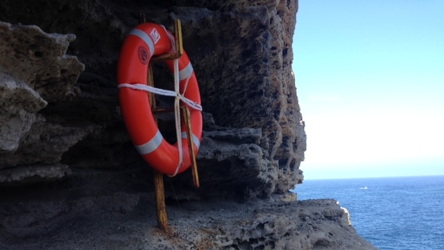 An 'Angel Ring' lifesaving buoy at Mermaid Inlet at Currarong in NSW