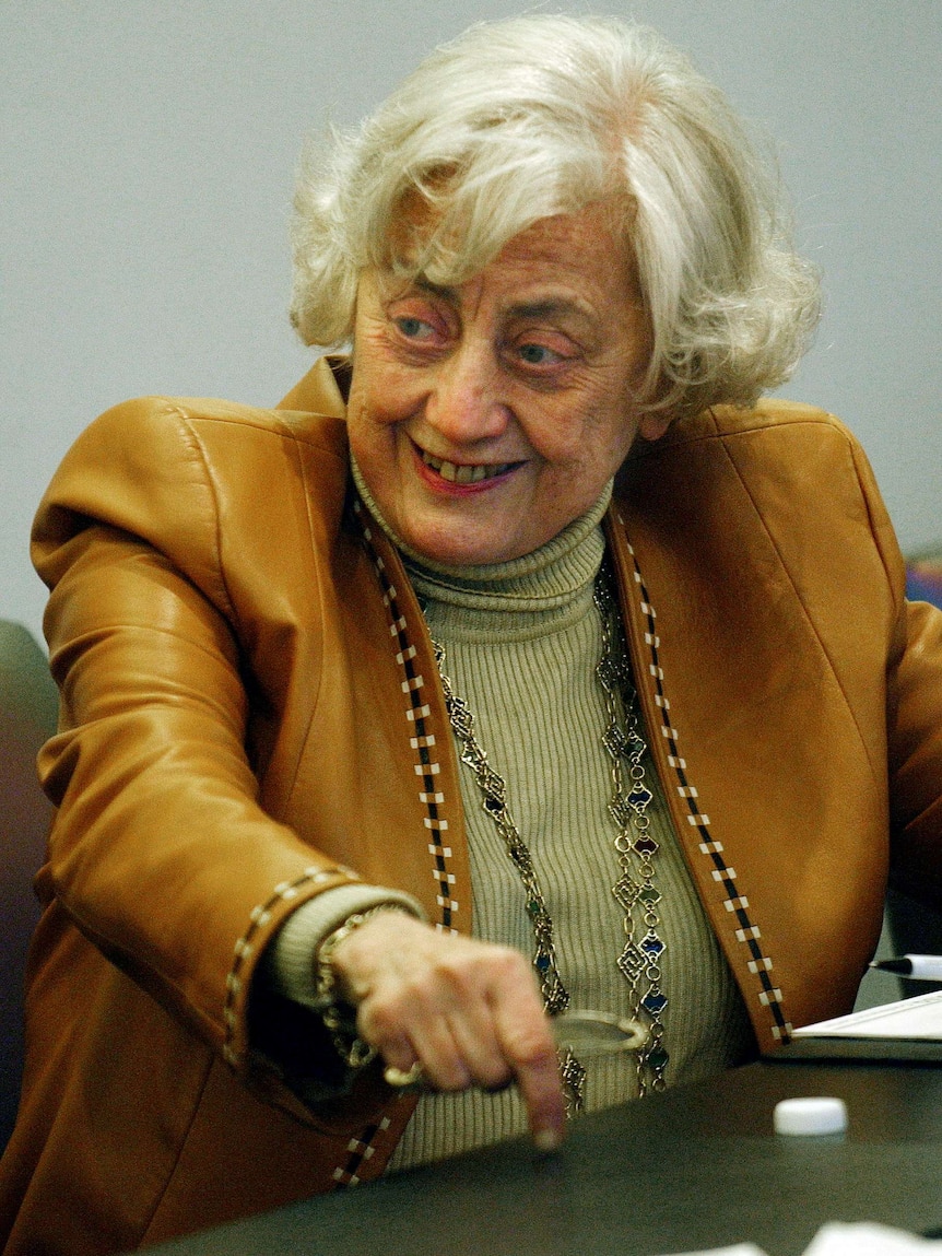 Muriel Siebert speaks to reporters in November 2013.