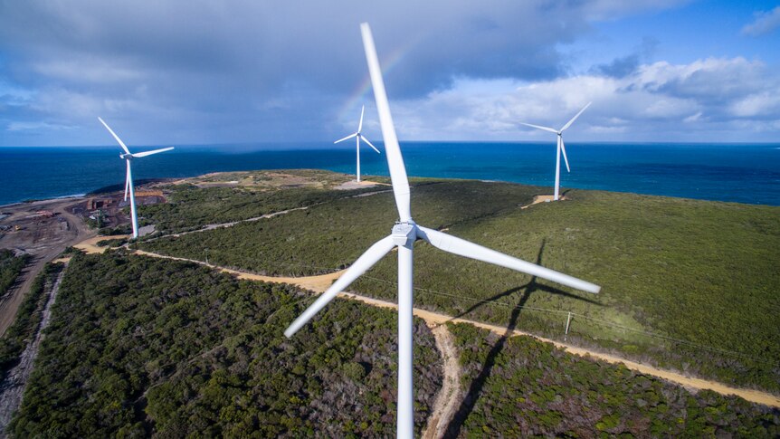 wind turbines near the ocean 