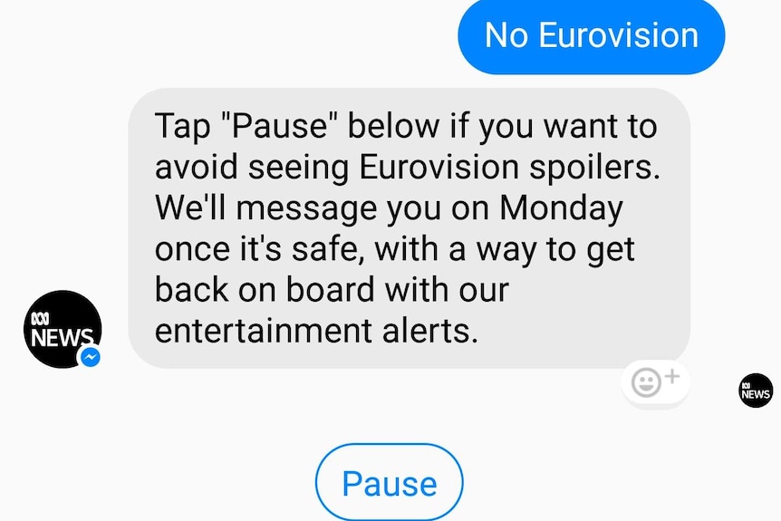 A screenshot from Facebook messenger about Eurovision 2017.