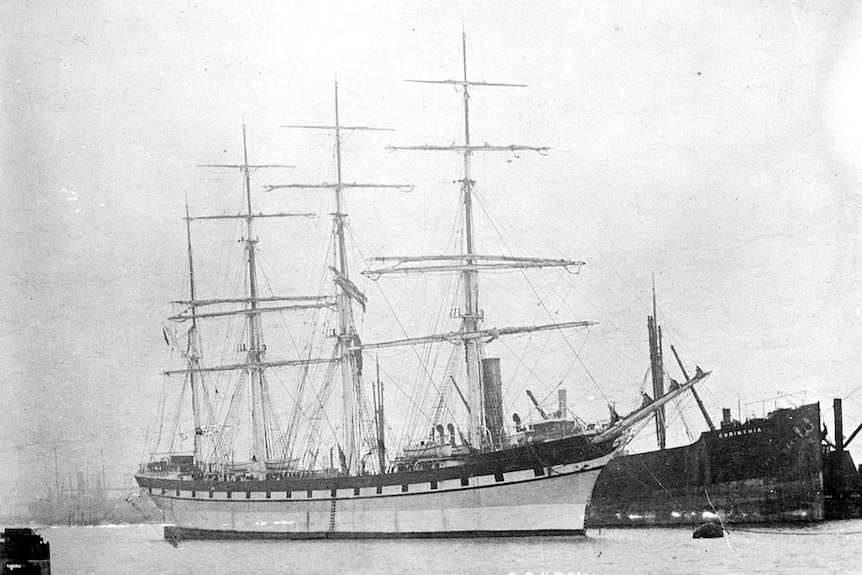 A ship in Liverpool, UK, in the late 19th century.