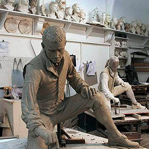 One of the Matthew Flinders statues being created in the studio.
