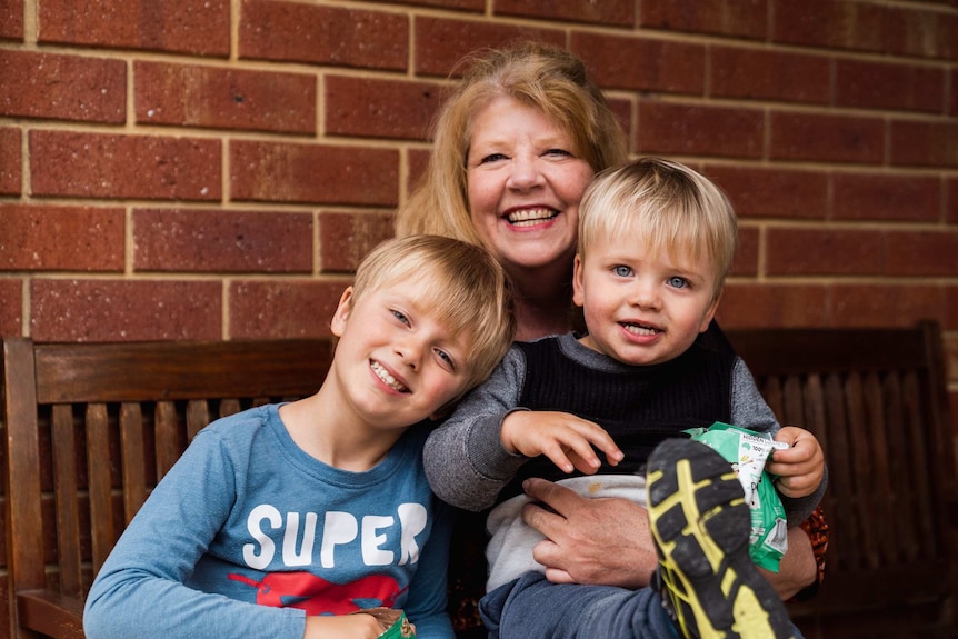 Shirley Dix with her grandsons Beau and Arlo.