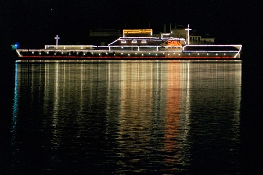 A lighting display on Perth's Swan Brewery in 1968.