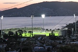 Bellerive Oval under lights for the first time.