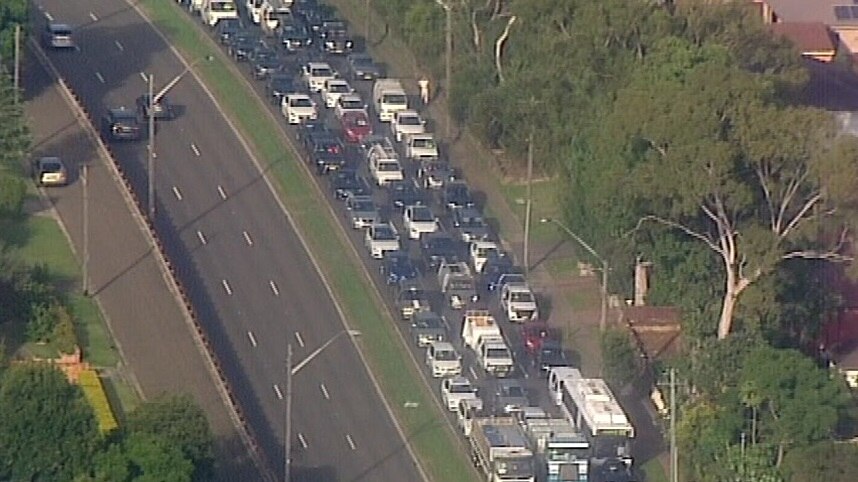 Traffic backed up near Macquarie Park