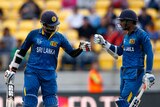 Lahiru Thirimanne (L) and Kumar Sangakkara in action for Sri Lanka against England in Wellington.