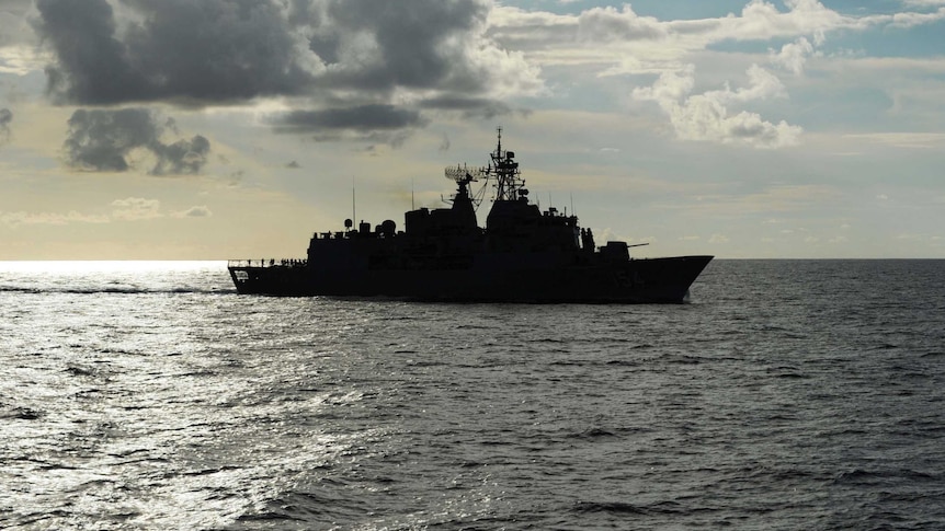 Navy ship HMAS Parramatta sails near Christmas Island during a border security exercise in April 2013