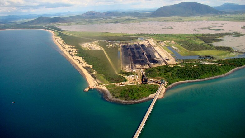 Aerial view of the Abbott Point Coal Terminal near Mackay in Queensland.