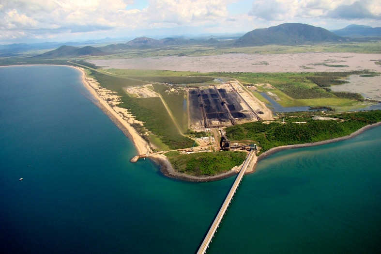 Aerial view of the Abbott Point Coal Terminal near Mackay in Queensland.