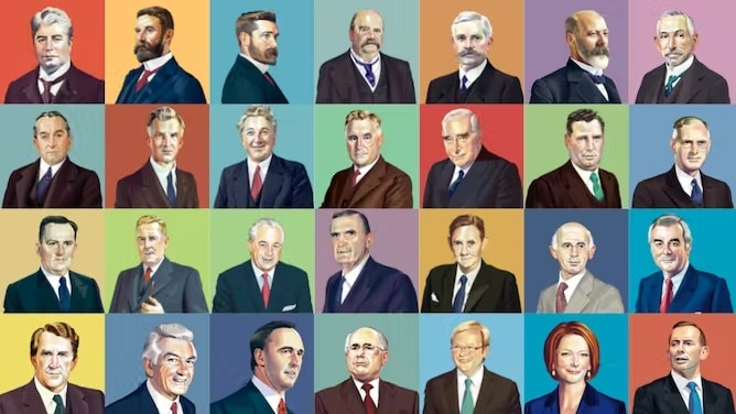 a montage of several australian prime ministers