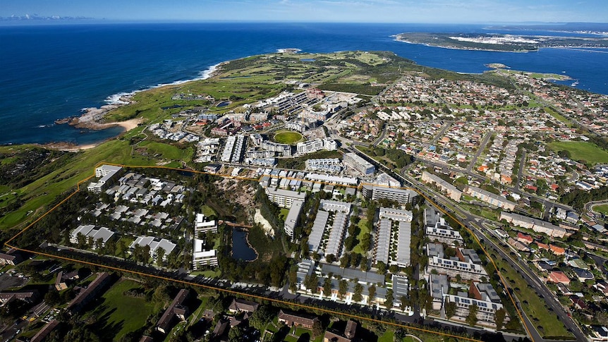 An aerial shot of a development plan for Little Bay near the coast in NSW