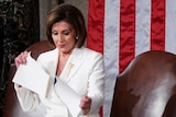 Speaker of the House Nancy Pelosi rips up U.S. President Donald Trump's speech