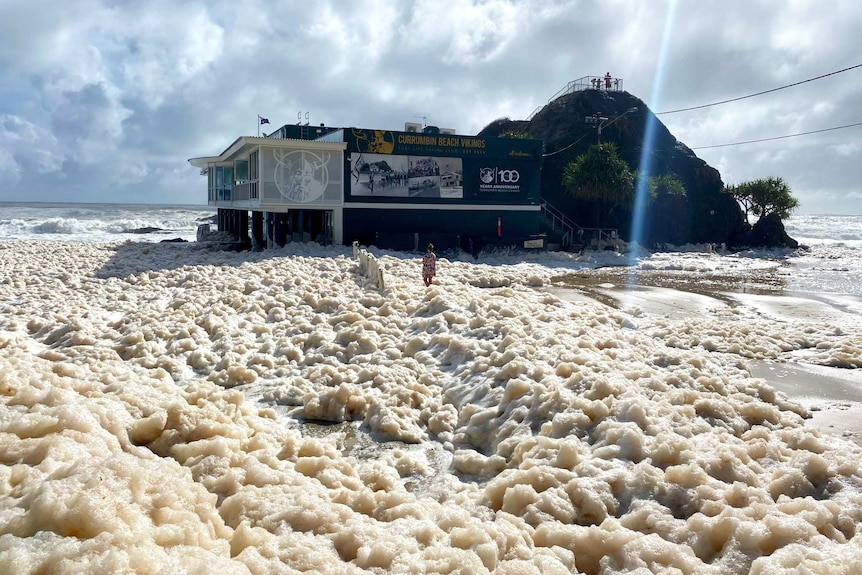 Foam on a beach.