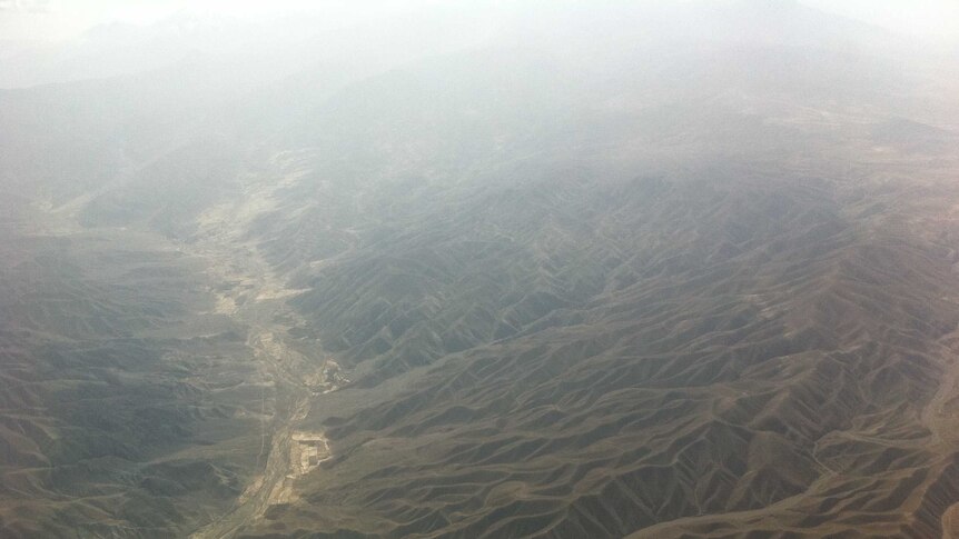 The mountains of northern Afghanistan as seen from the air.
