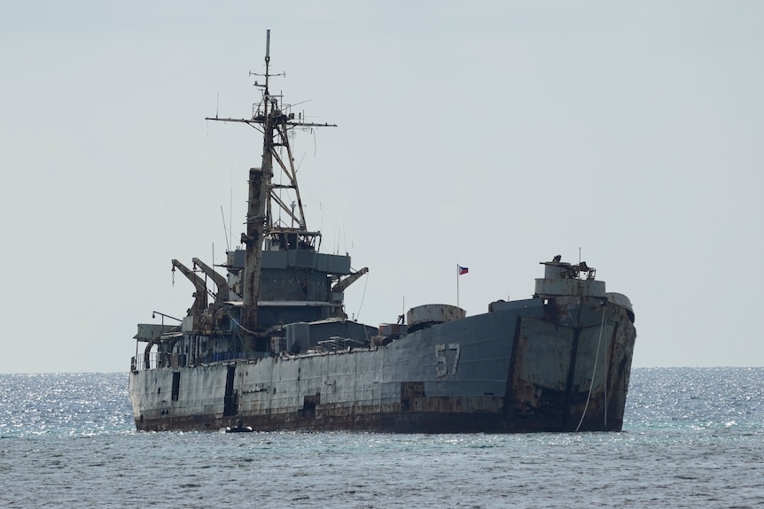 A dilapidated old warship.