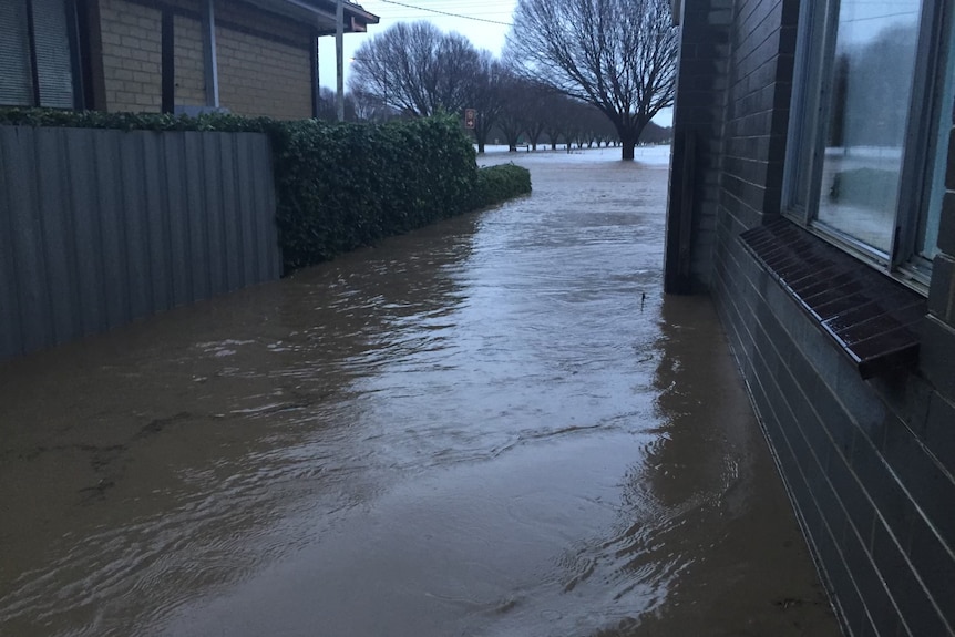 Floodwater surrounding homes in eastern Victoria.