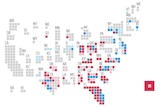 US midterm elections map showing House vote count, as of November 9, 2022.