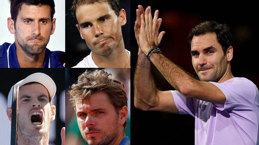 Composite of Roger Federer, Novak Djokovic, Andy Murray, Rafael Nadal and Stan Wawrinka